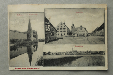 AK Gruss aus Merkendorf / 1912 / Mehrbildkarte / Stadtmauer Grabenpartie / Marktplatz / Strassenansicht